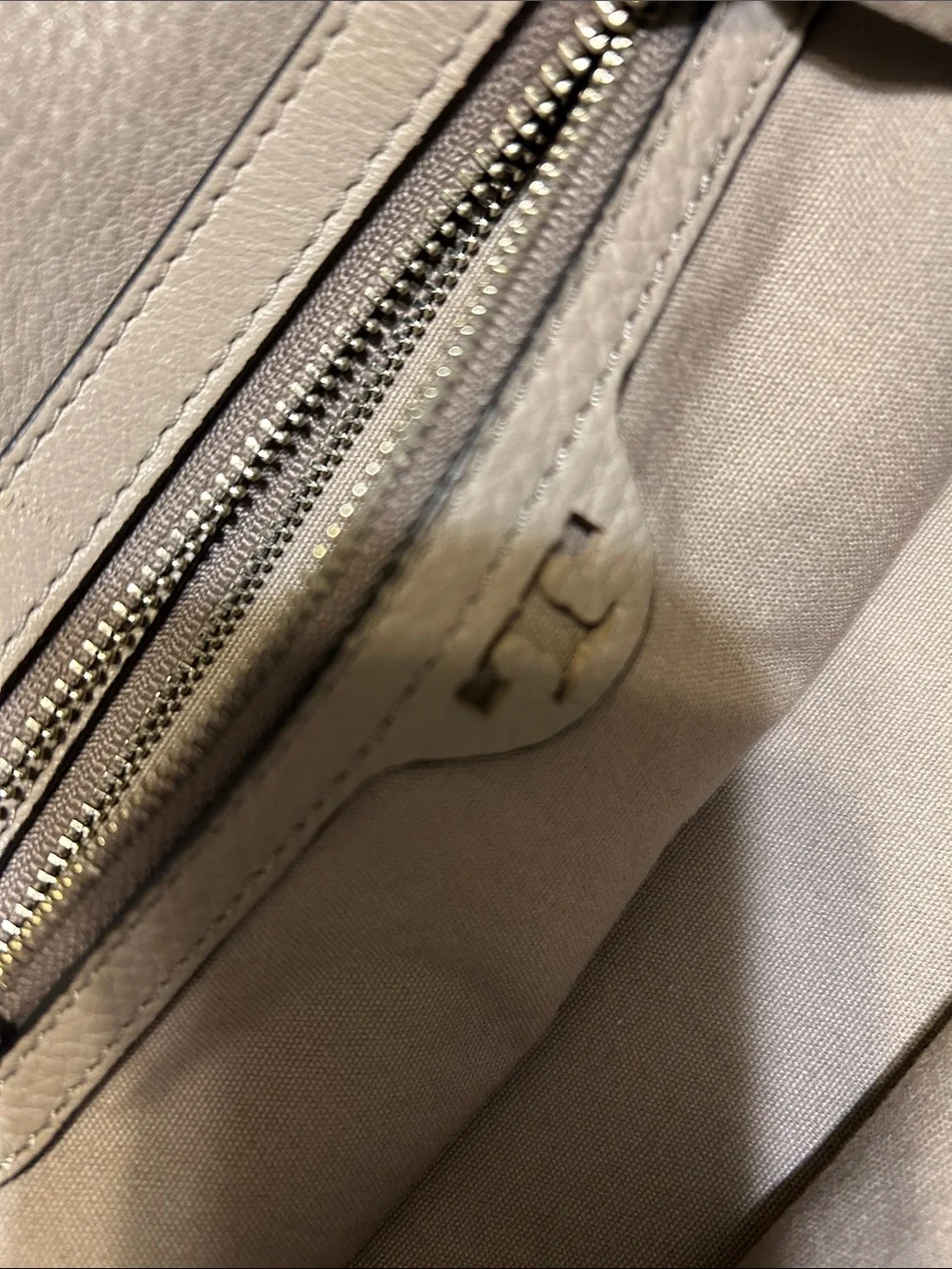 Tory Burch Pebbled Leather Satchel in Taupe Gray